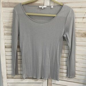 Vince Metallic Gray Long Sleeve Top